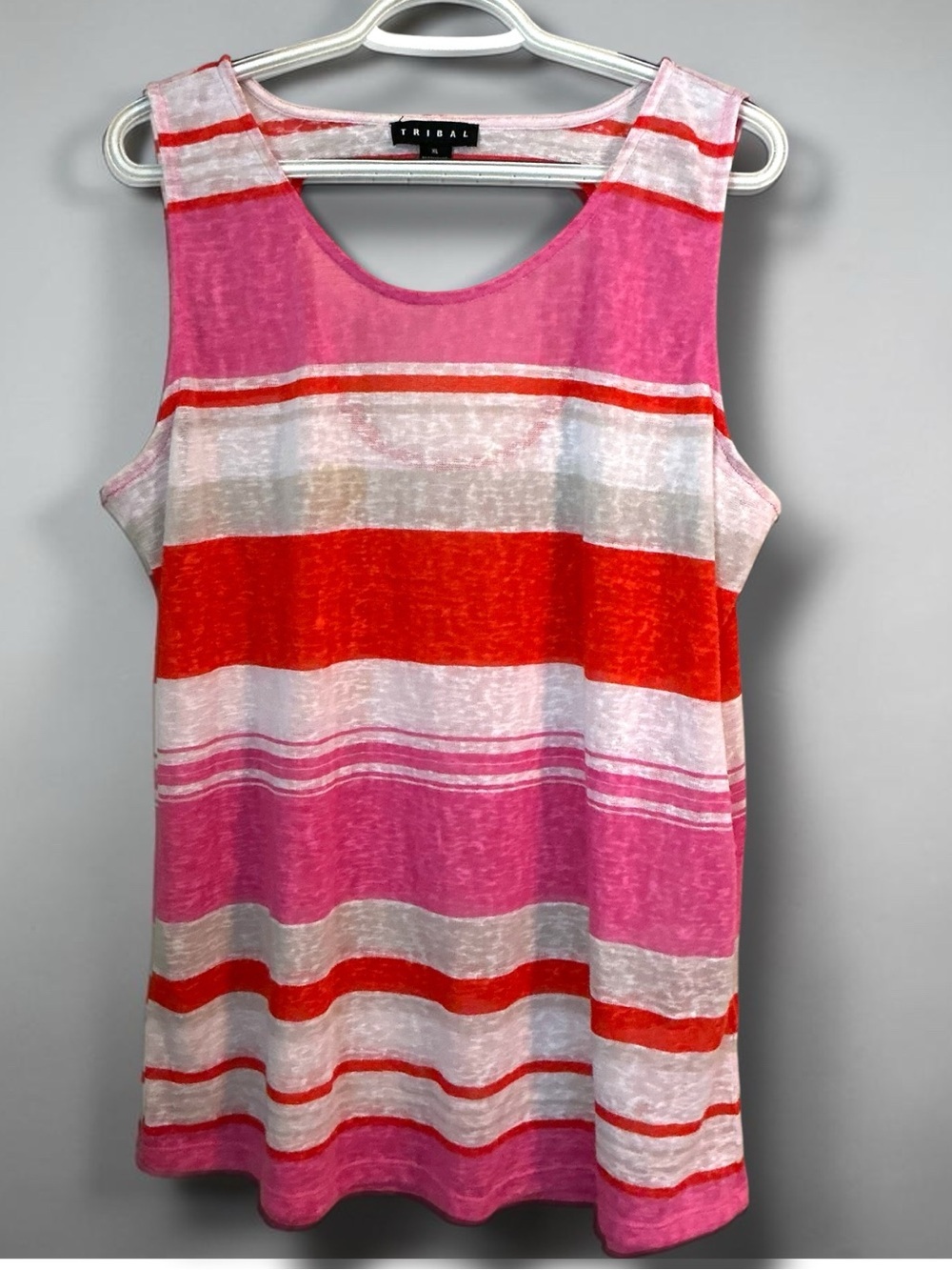 🌸Tribal Sleeveless Peek A Boo Back Striped Tank